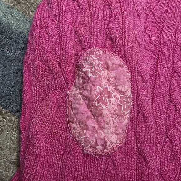 Ralph Lauren Polo Jeans Co Wool Cable Knit Sweater Pink XL Japan Elbow Patches - Picture 3 of 12